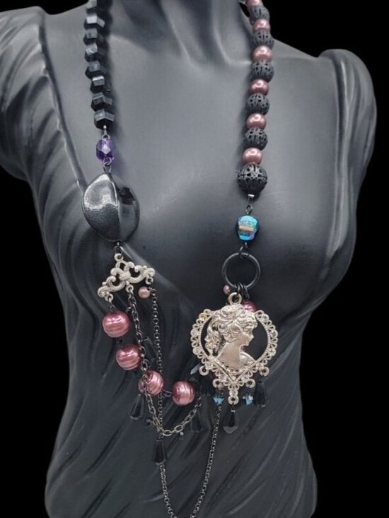 Unbranded Jewelry - Vintage Art Deco Faux Pearl Multistrand Layered Rhinestone Beaded Chain Necklace